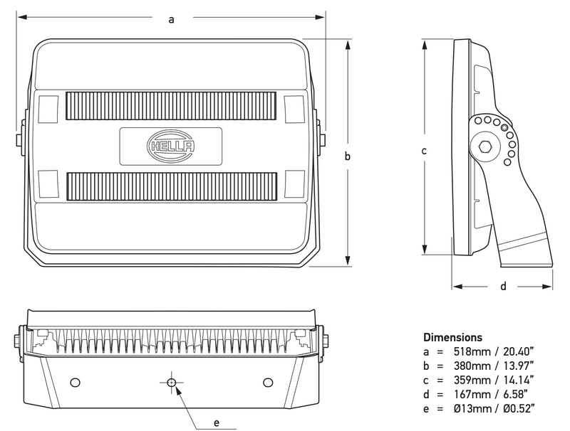 Hella HypaLUME LED Flutlicht schwarz 24/48 V