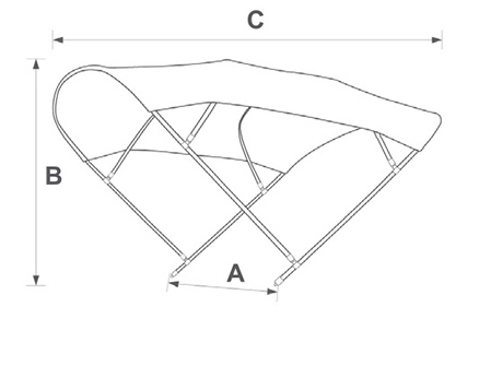 Plastimo Bimini INOX 3-armig 245 cm beige