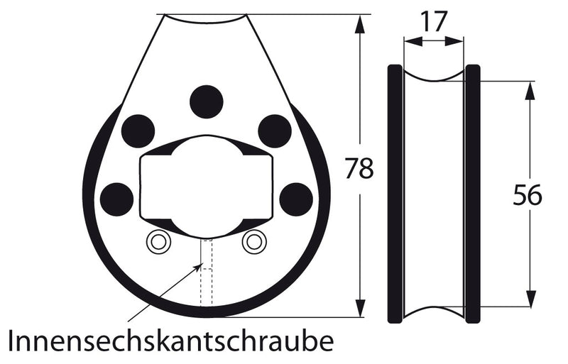 Reffleinenbl. für Relingsstütze   25mm Kugellager